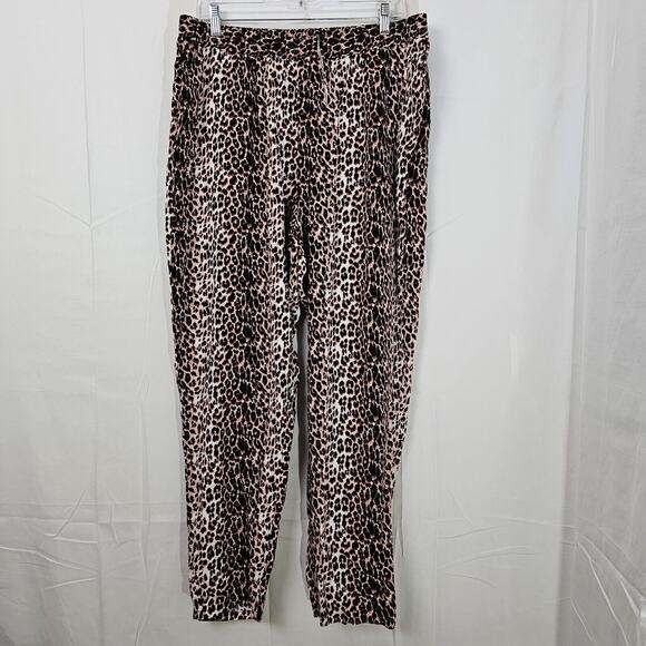 Ellos Womens Large 18 Cheetah Leopard Pull On Pants Woven Rayon Joggers New - Picture 1 of 8